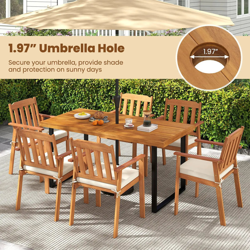 3 Pieces Patio Dining Table Set 63‚Äù Rectangle Table and 2 Backless Bench by DirectDeals
