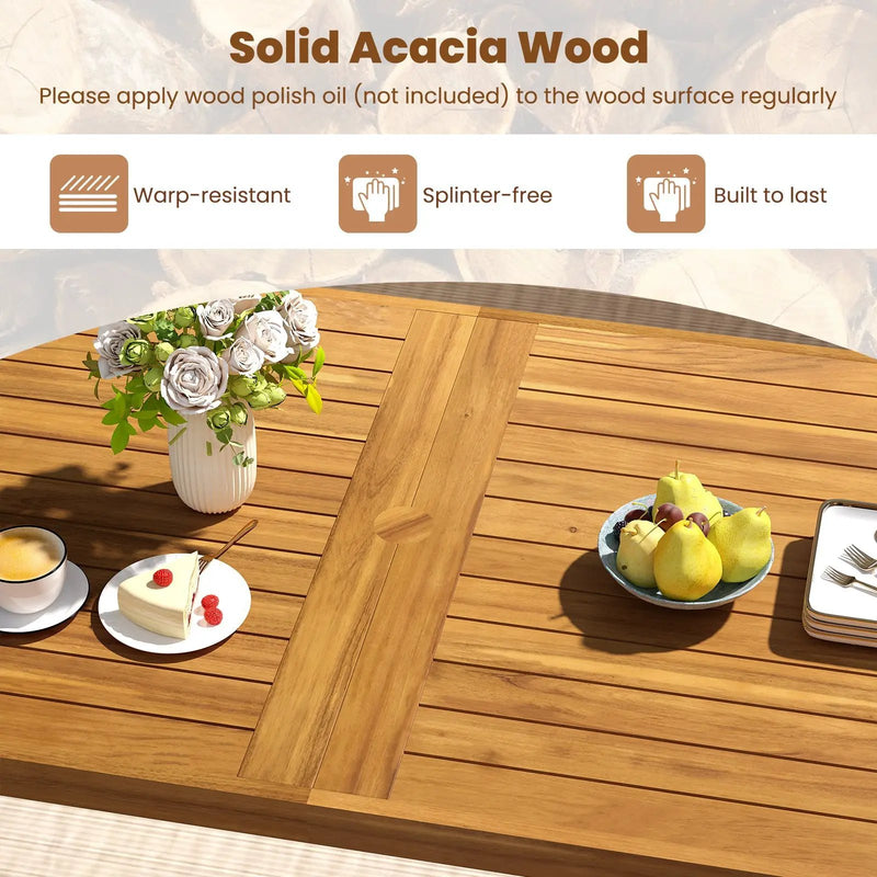 6 Pieces Patio Dining Table Set 63‚Äù Rectangle Table with 4 Acacia Wood Armchairs and Backless Bench by DirectDeals