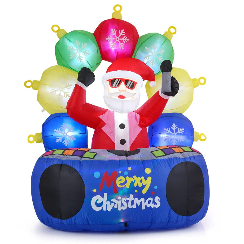 6 Feet Inflatable DJ Santa with Rotating Music Light and Flashing LEDs by DirectDeals