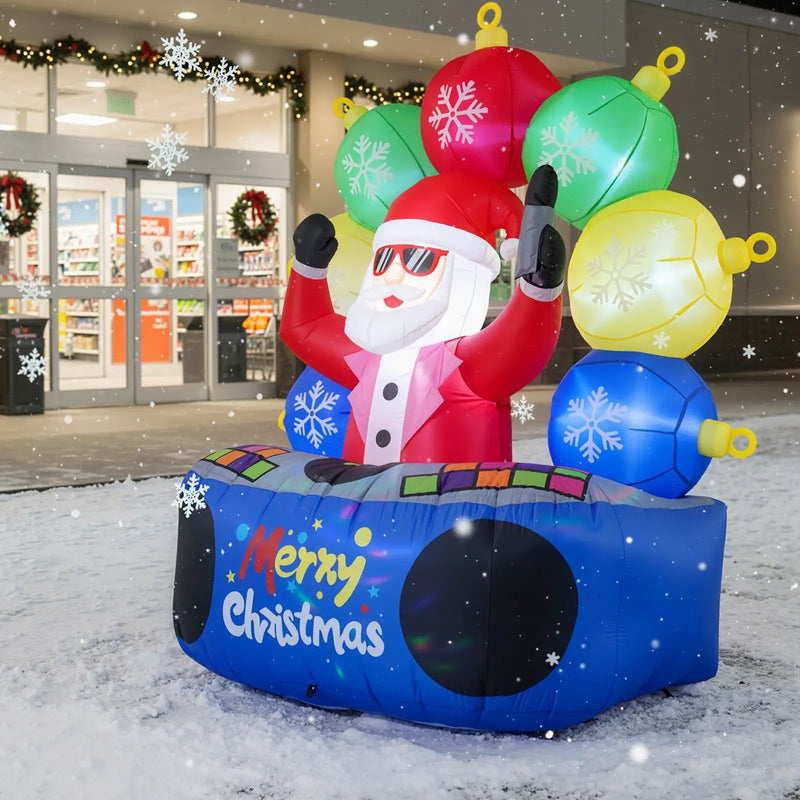 6 Feet Inflatable DJ Santa with Rotating Music Light and Flashing LEDs by DirectDeals