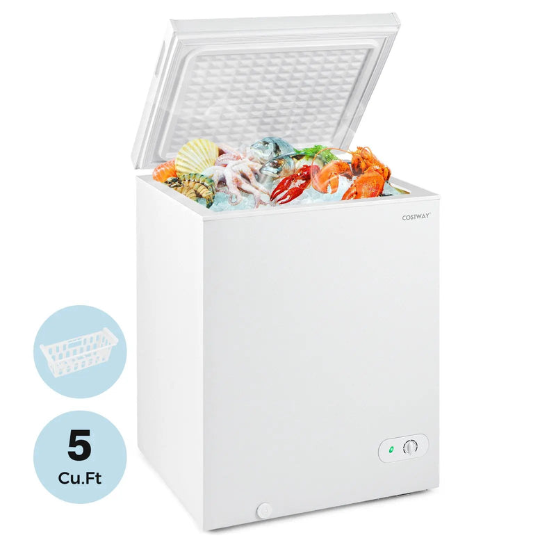 141 L/5 Cu.Ft Compact Chest Freezer with 7-Gear Adjustable Temperature-White by DirectDeals