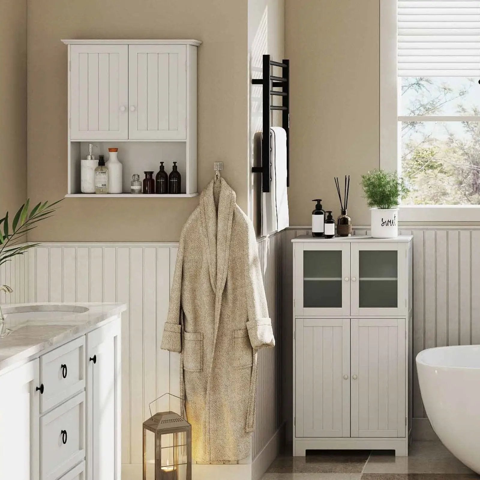 Laundry Room Bundle: 4-in-1 Storage Set Storage Cabinets and Rack Set by DirectDeals