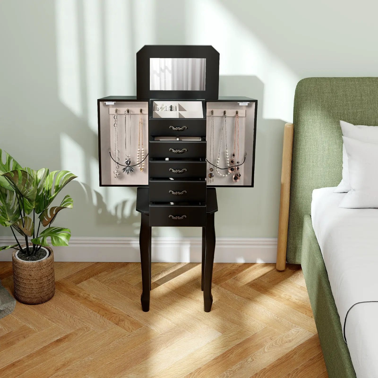 Standing Jewelry Box with 4 Drawers and 2 Side Doors by DirectDeals