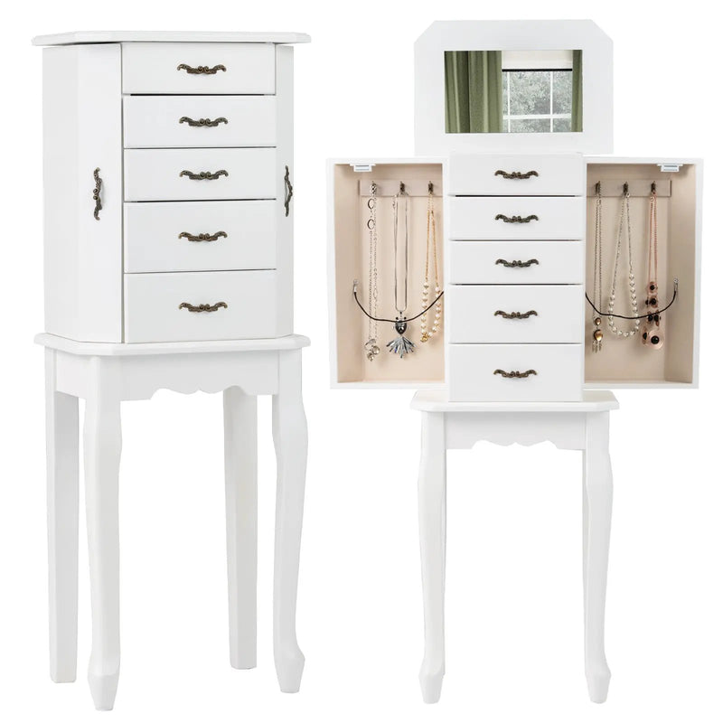 Standing Jewelry Box with 4 Drawers and 2 Side Doors by DirectDeals