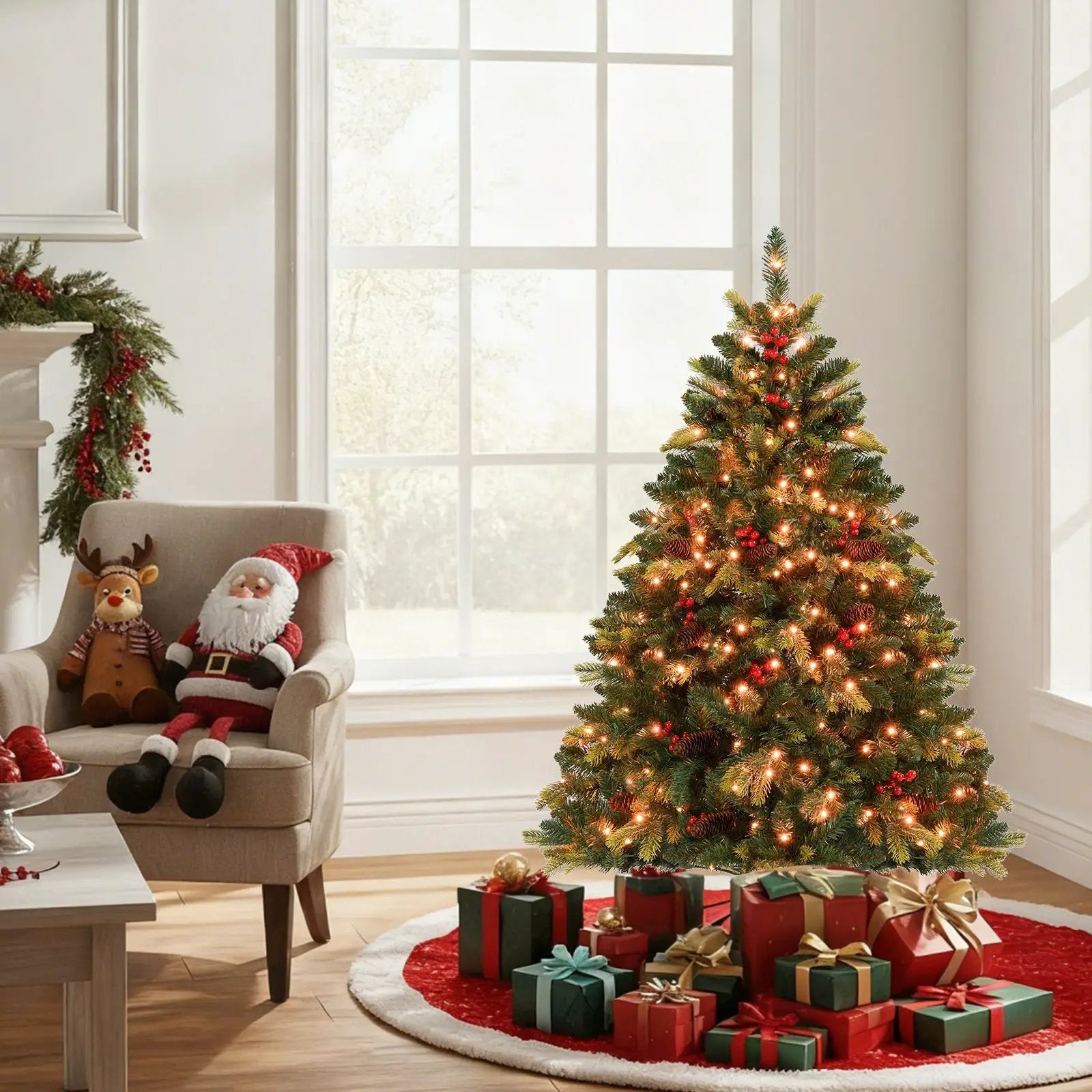 5/6/7/8 FT Artificial Christmas Tree with LED Lights and Remote APP Control by DirectDeals