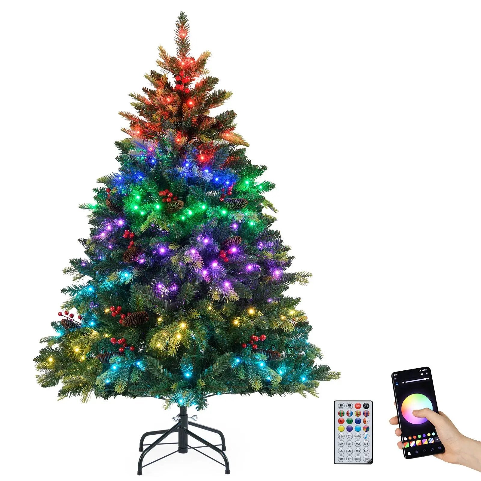 5/6/7/8 FT Artificial Christmas Tree with LED Lights and Remote APP Control by DirectDeals