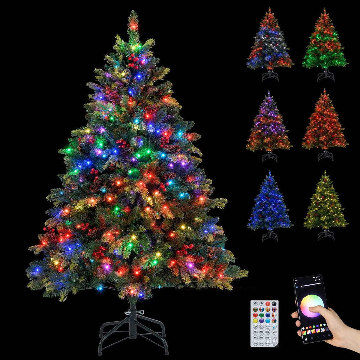 5/6/7/8 FT Artificial Christmas Tree with LED Lights and Remote APP Control, photo 23 of 32