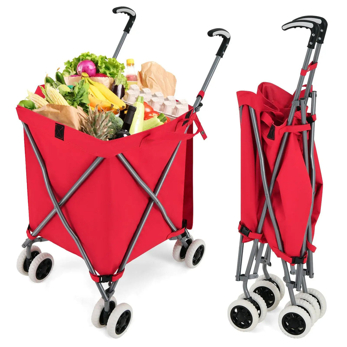 Folding Shopping Utility Cart with Water-Resistant Removable Canvas Bag, photo 12 of 12