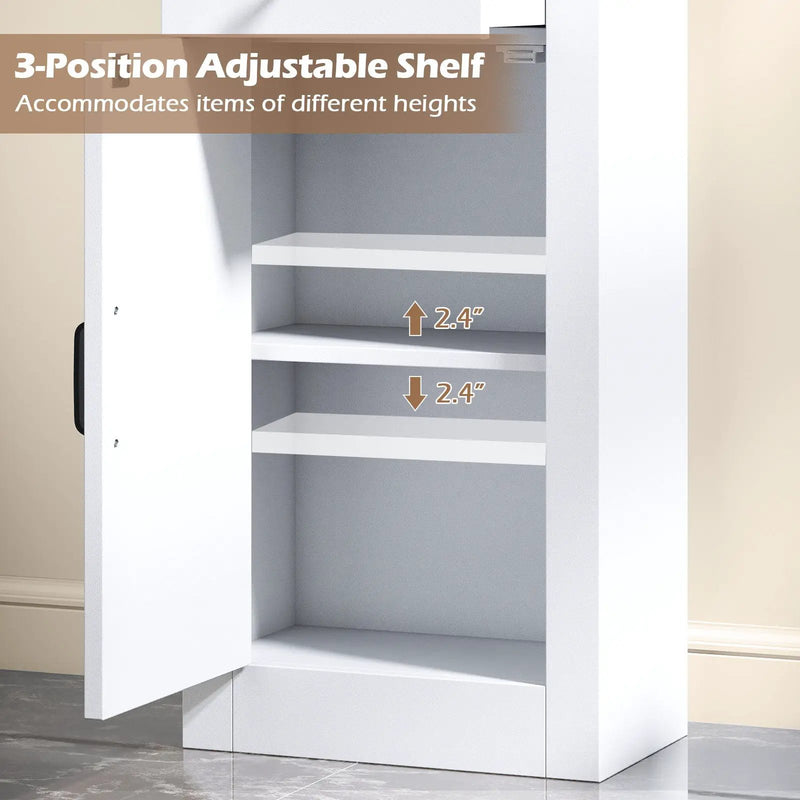 68 inch Tall Bathroom Cabinet with Barn Door Narrow Slim Storage Organizer Unit with Drawer-White by DirectDeals