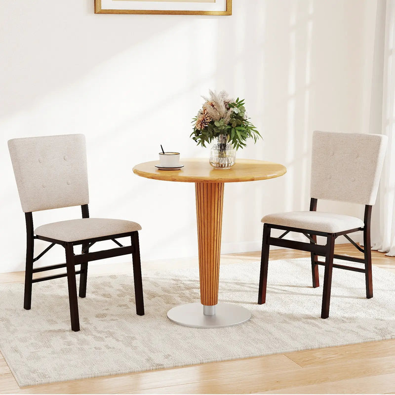 Foldable Dining Chair Set of 2 Armless Kitchen Chair with Padded Seat and Tilt Backrest by DirectDeals