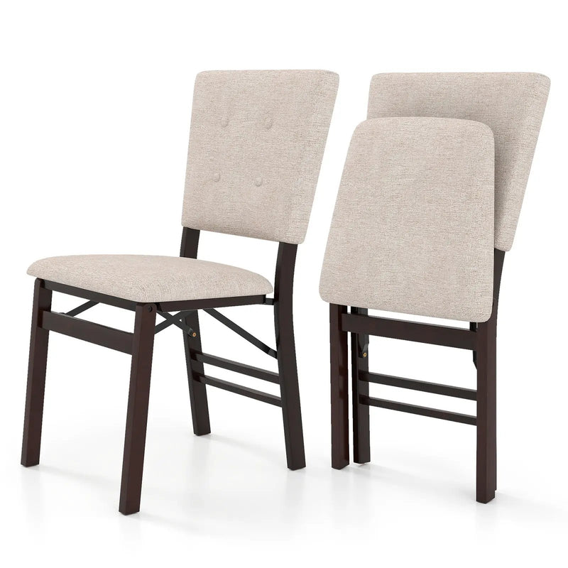 Foldable Dining Chair Set of 2 Armless Kitchen Chair with Padded Seat and Tilt Backrest by DirectDeals