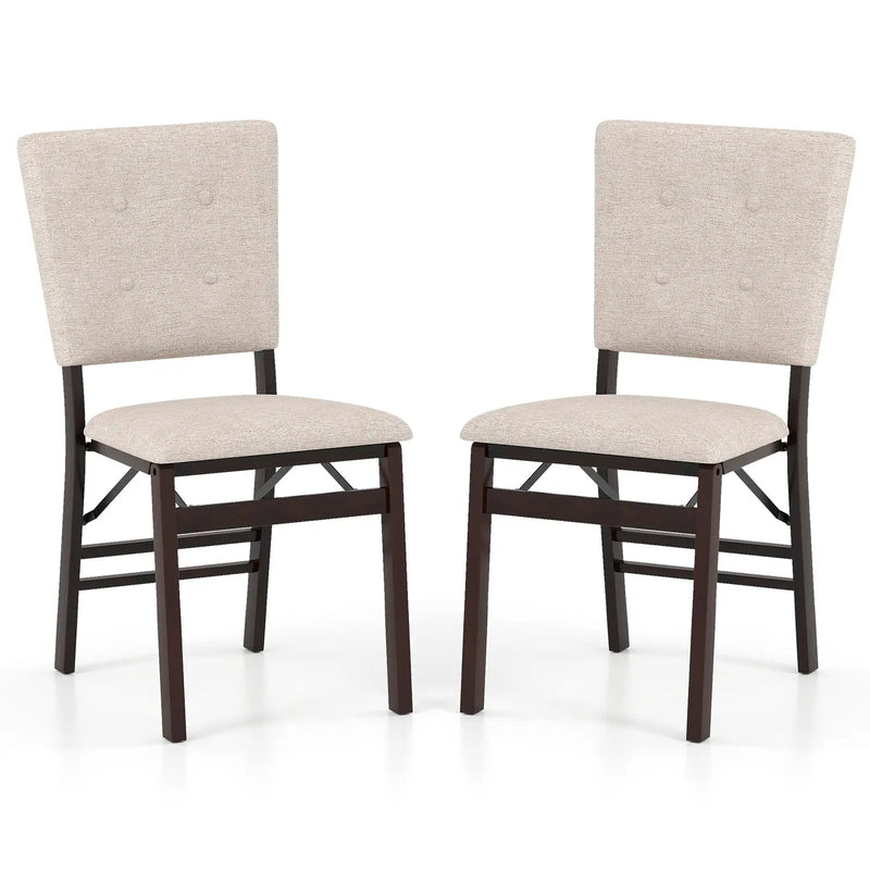 Foldable Dining Chair Set of 2 Armless Kitchen Chair with Padded Seat and Tilt Backrest by DirectDeals