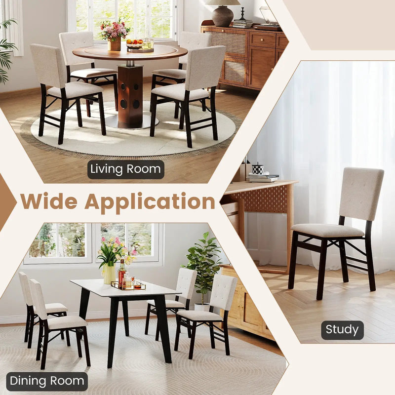 Foldable Dining Chair Set of 2 Armless Kitchen Chair with Padded Seat and Tilt Backrest by DirectDeals