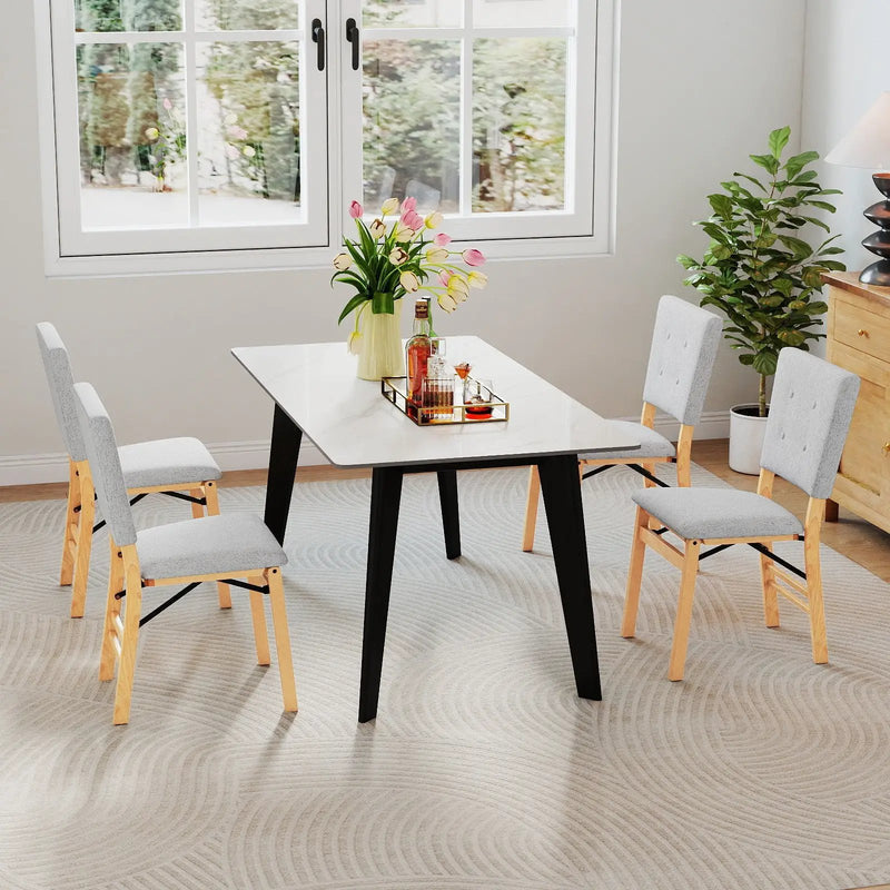 Foldable Dining Chair Set of 4 Armless Kitchen Chair with Padded Seat and Tilt Backrest by DirectDeals