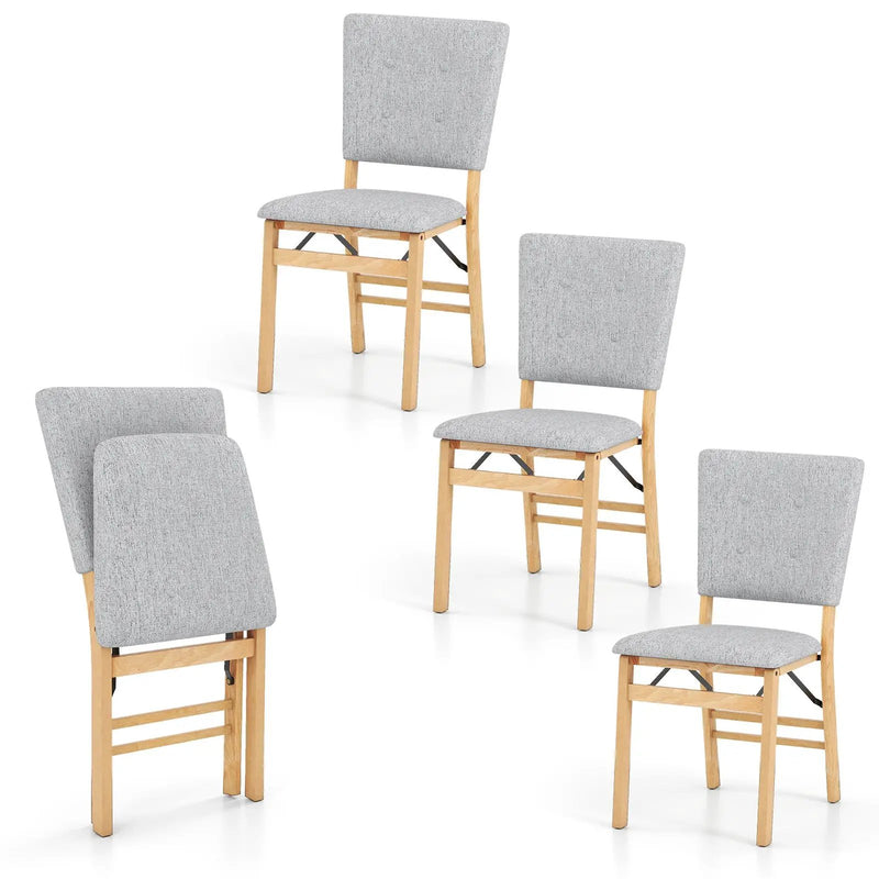 Foldable Dining Chair Set of 4 Armless Kitchen Chair with Padded Seat and Tilt Backrest by DirectDeals