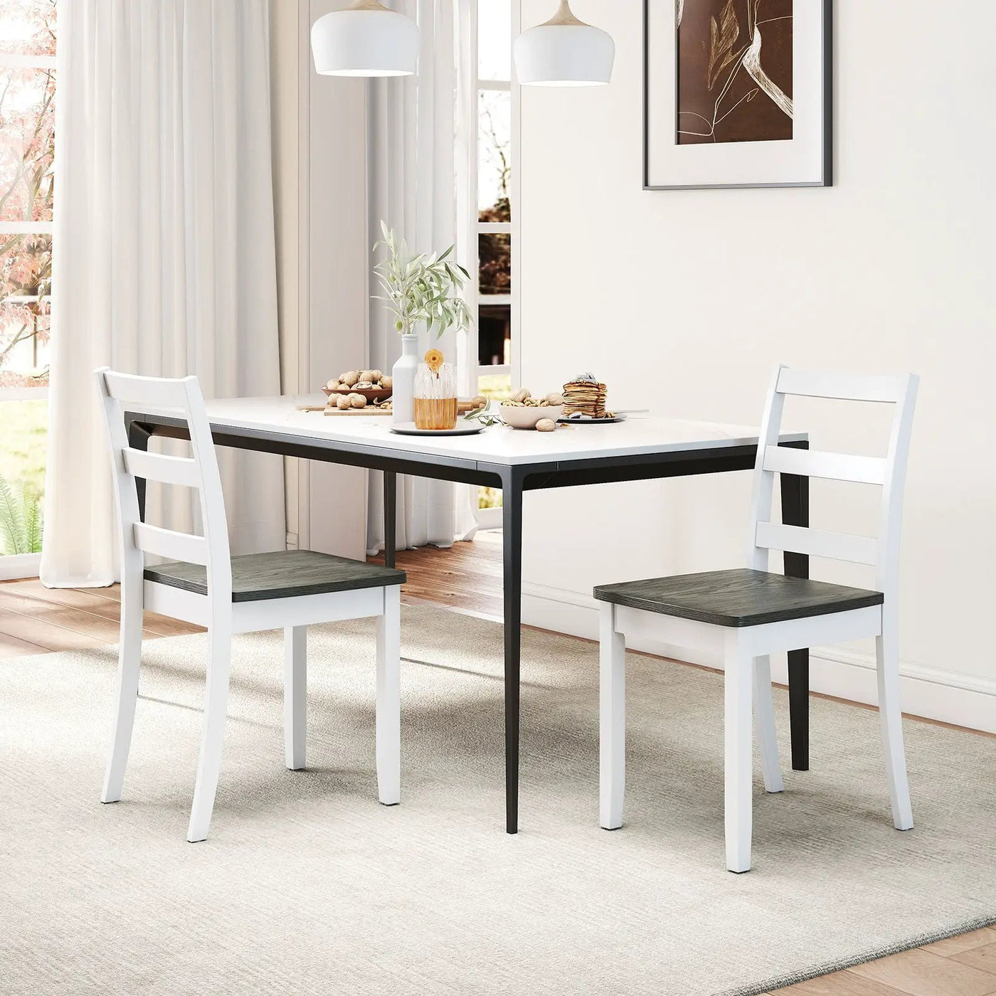 Set of 4 Wood Dining Chairs with Solid Rubber Wood Legs by DirectDeals
