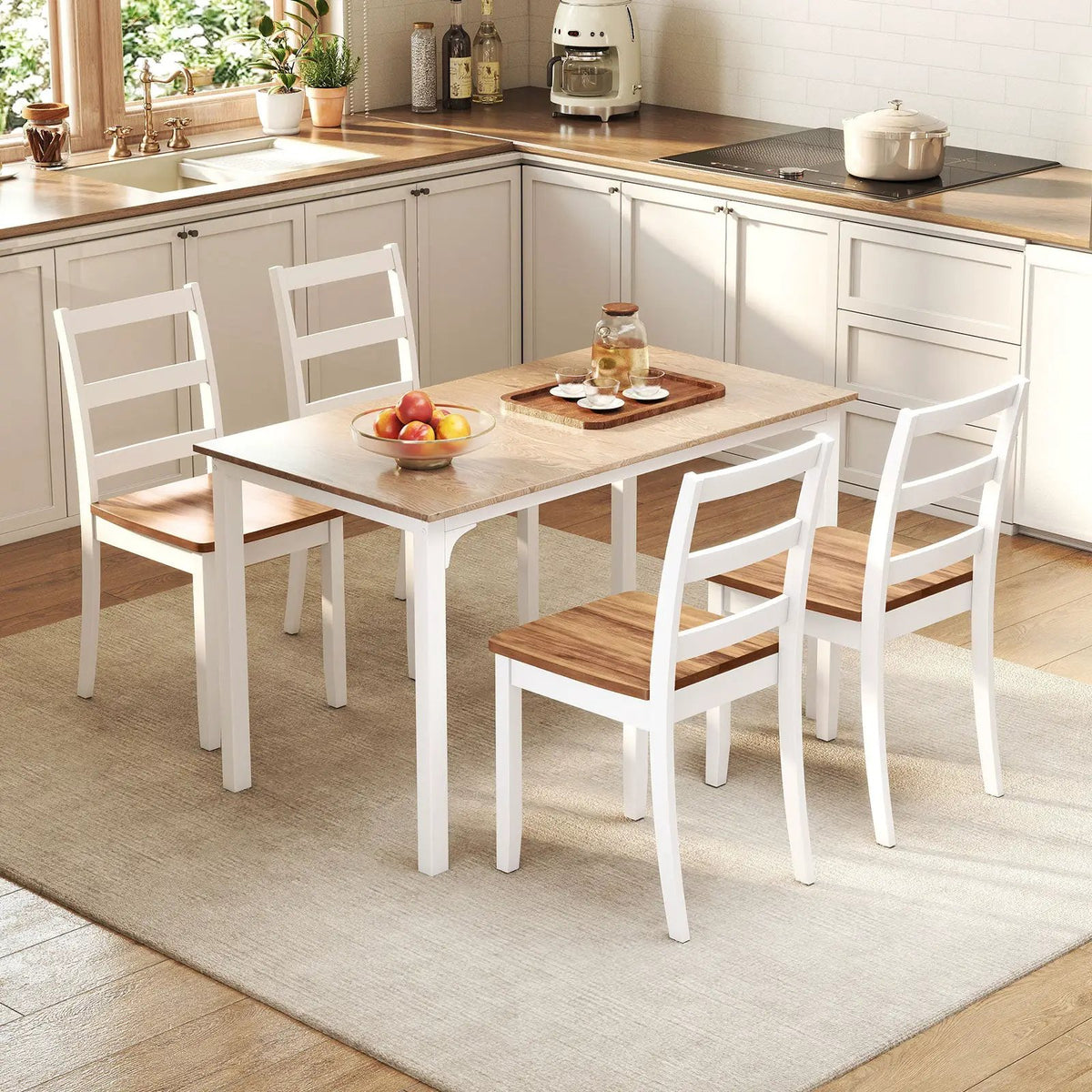 Set of 4 Wood Dining Chairs with Solid Rubber Wood Legs by DirectDeals