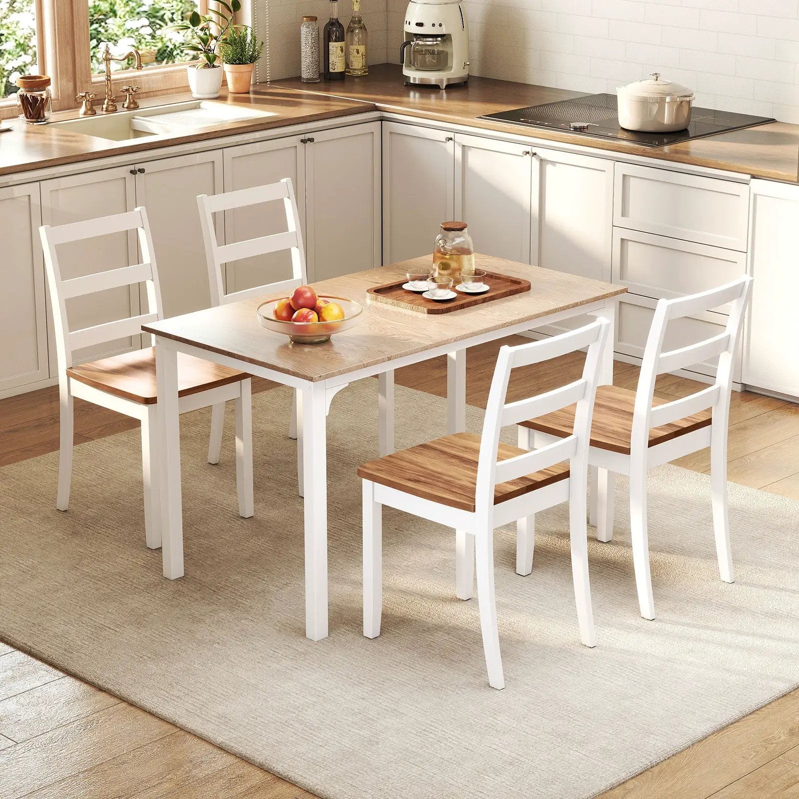 Set of 4 Wood Dining Chairs with Solid Rubber Wood Legs by DirectDeals
