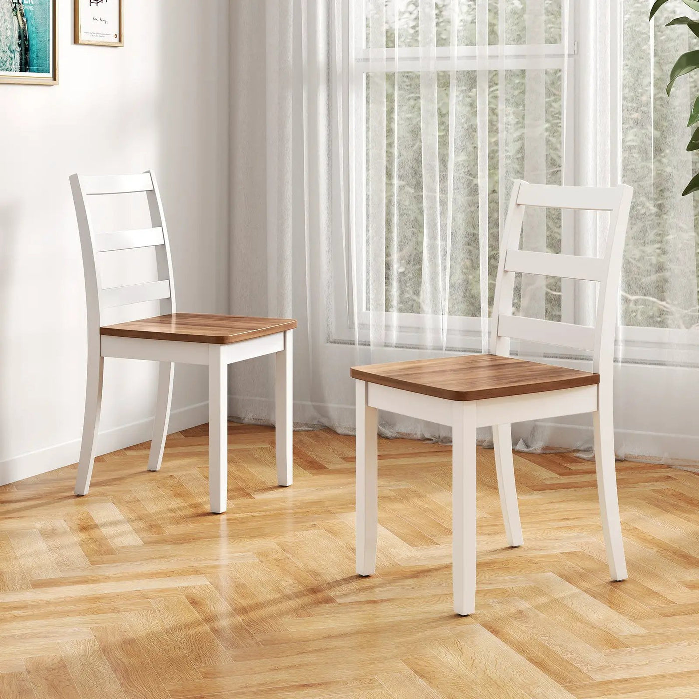 Set of 4 Wood Dining Chairs with Solid Rubber Wood Legs by DirectDeals