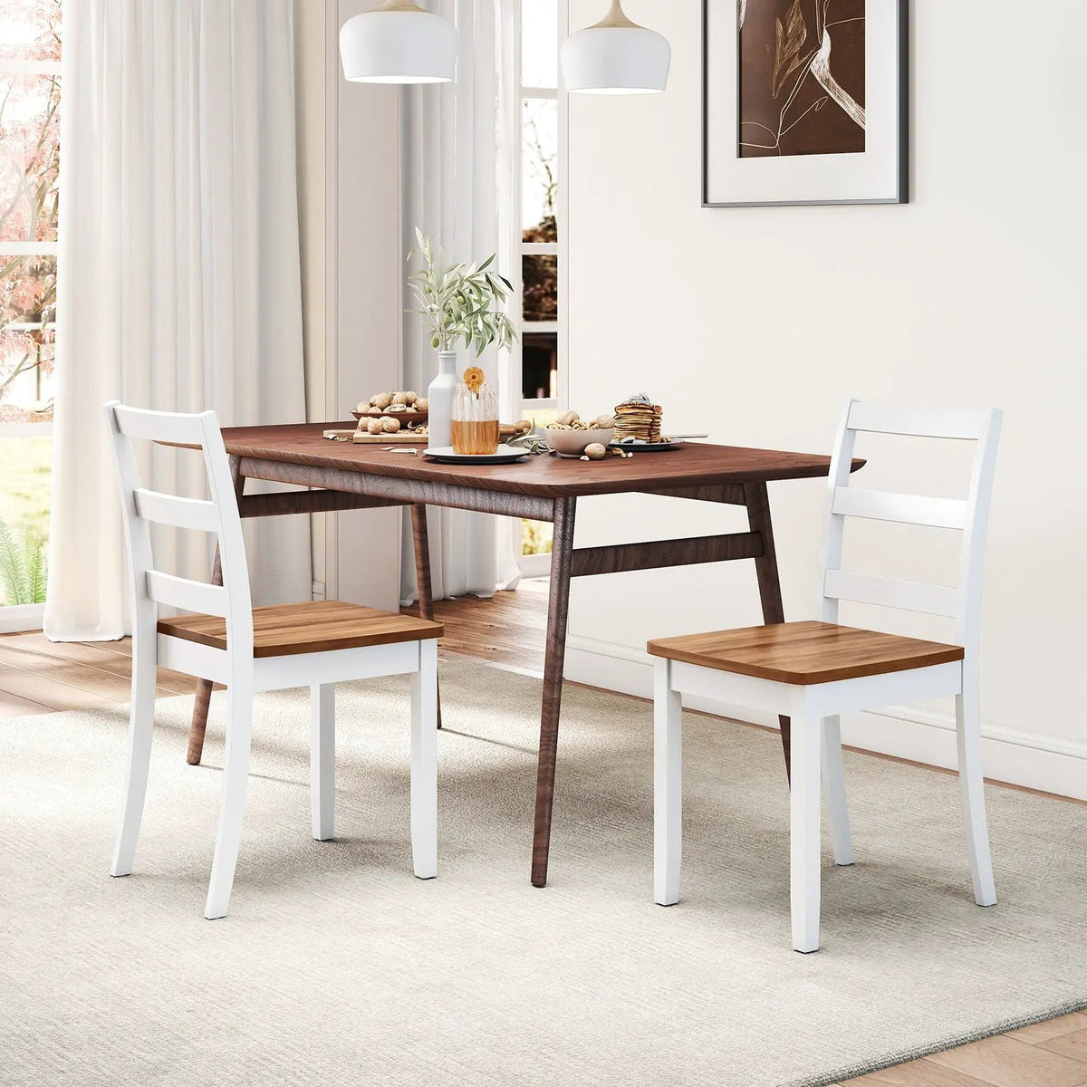 Set of 4 Wood Dining Chairs with Solid Rubber Wood Legs by DirectDeals
