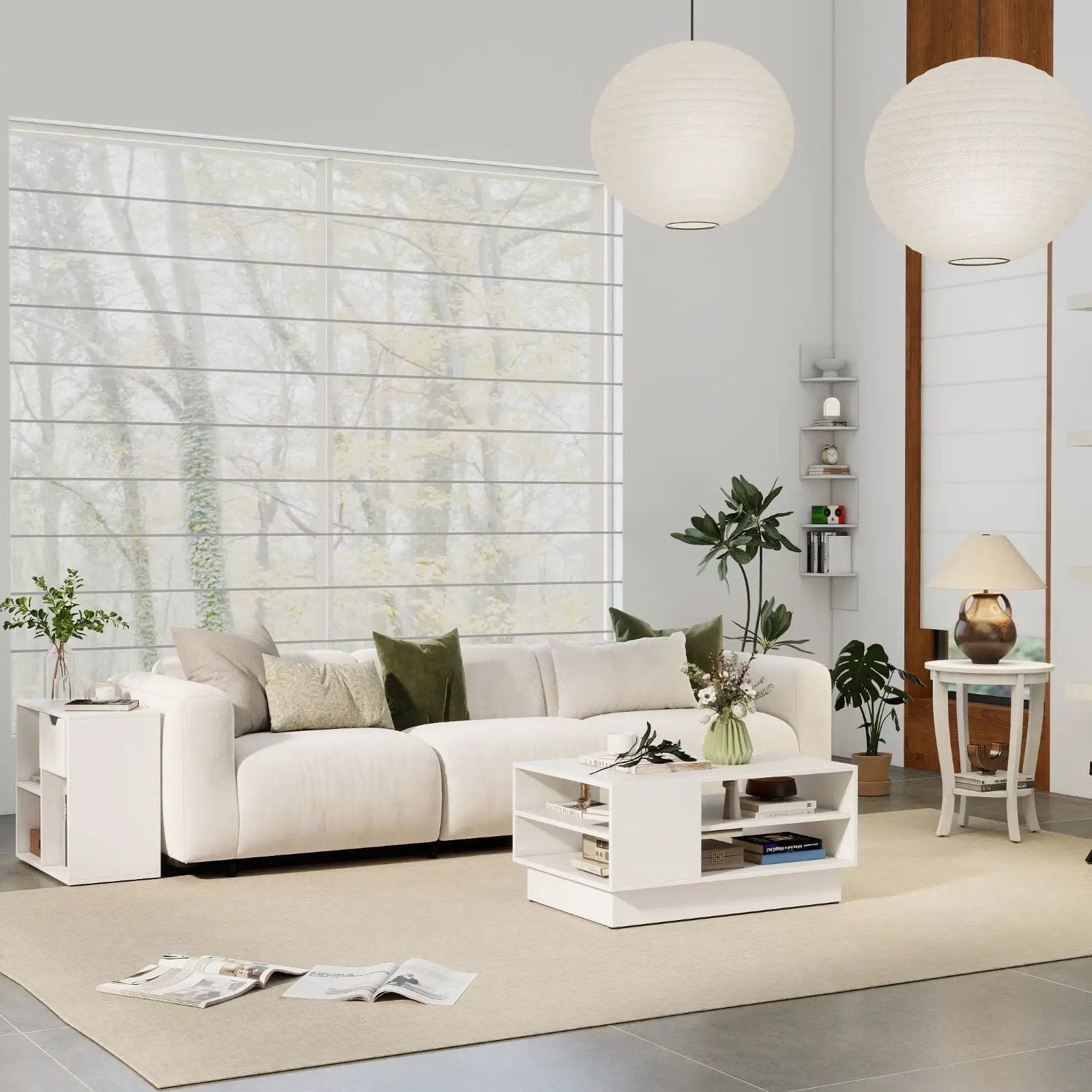 5-Piece Modern Living Room Furniture Set: Side table+Coffee table+Console table+Bookcase+Corner shelf by DirectDeals
