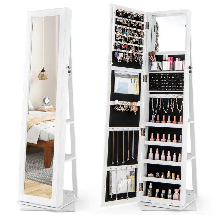 4-Piece Bedroom Furniture Set with Twin Size Bed Frame Entryway Bench Vanity Desk and Jewelry Armoire by DirectDeals