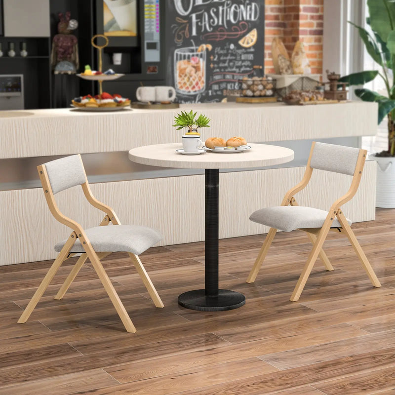 Folding Dining Chair Set of 4 Wooden Upholstered Dining Chairs with Solid Wood Frame by DirectDeals