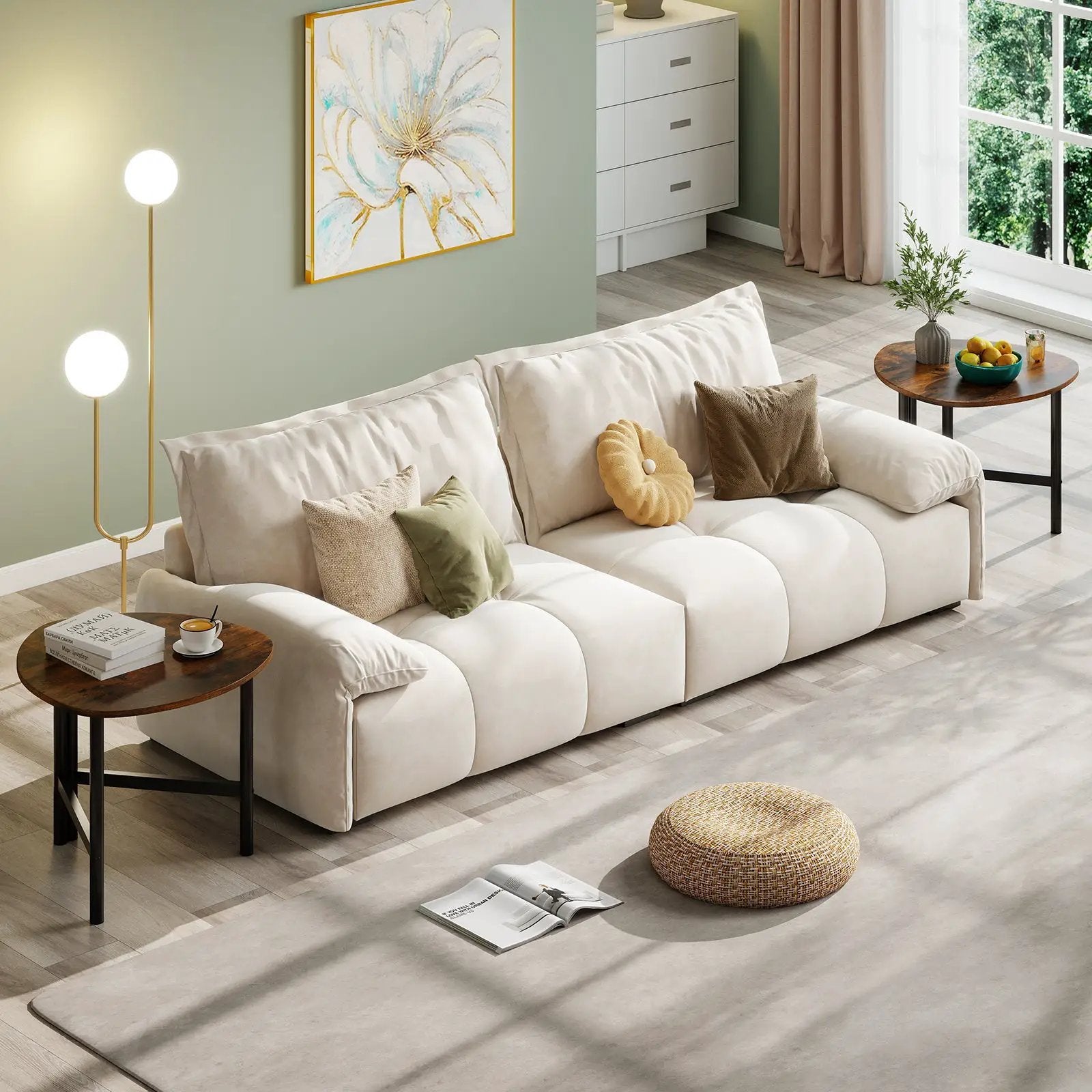 Set of 2 Triangle Coffee Table Oval with Metal Legs by DirectDeals