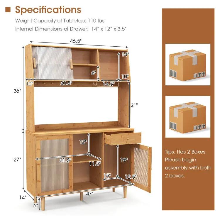 Kitchen Dining Set with Extendable Table 2 Rattan Accent Chairs and Kitchen Cabinet by DirectDeals