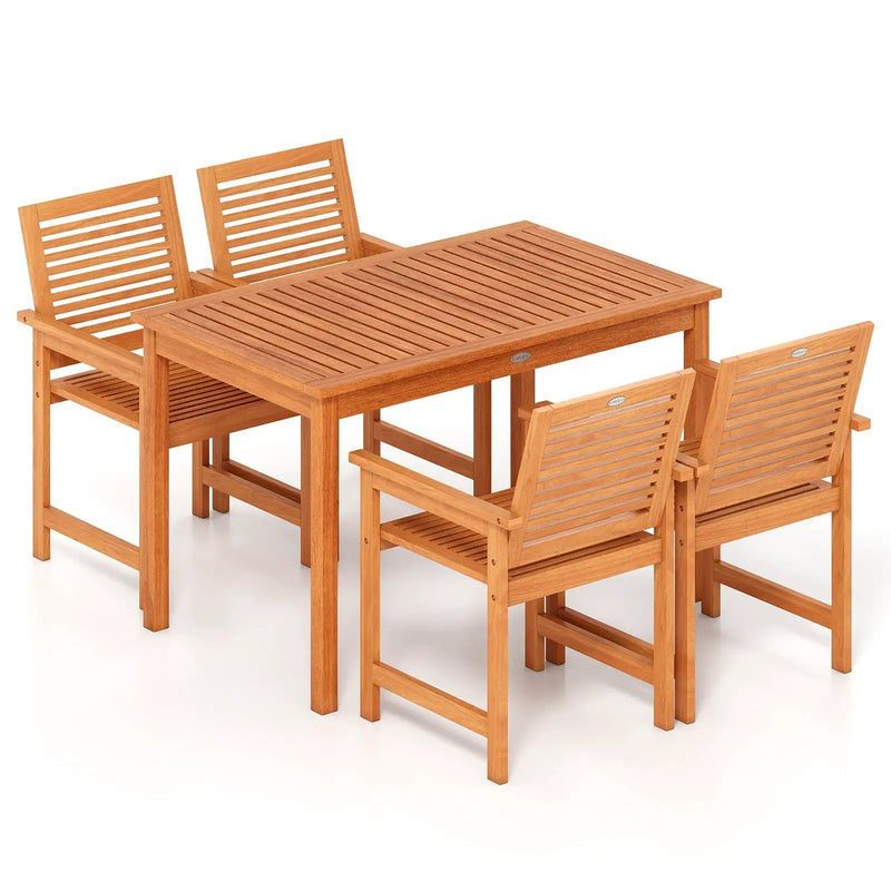 5 Pieces Patio Wood Dining Set Outdoor Rectangular Table and Chairs by DirectDeals