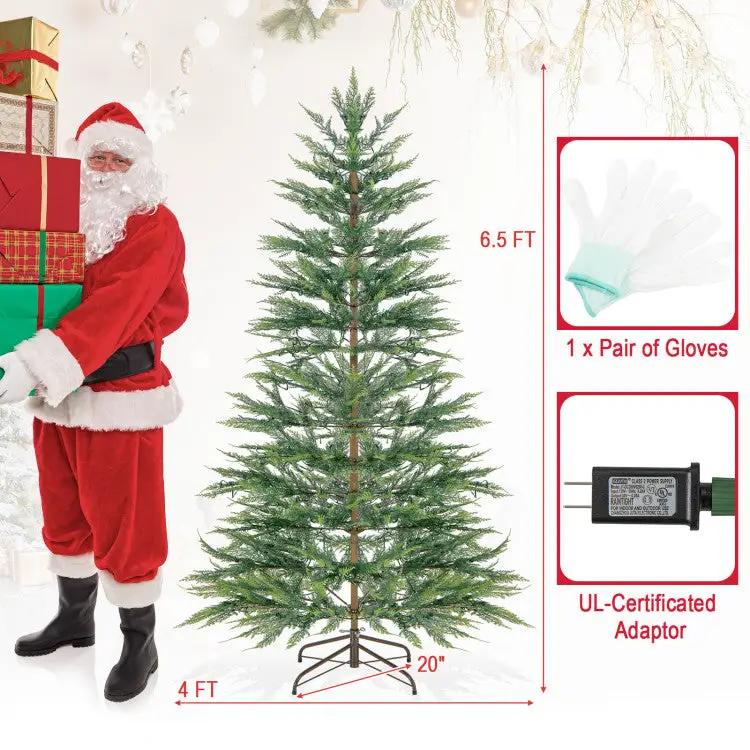 6.5FT Pre-Lit Christmas Tree & Beige Kids Recliner Chair Set Cozy Holiday Bundle by DirectDeals