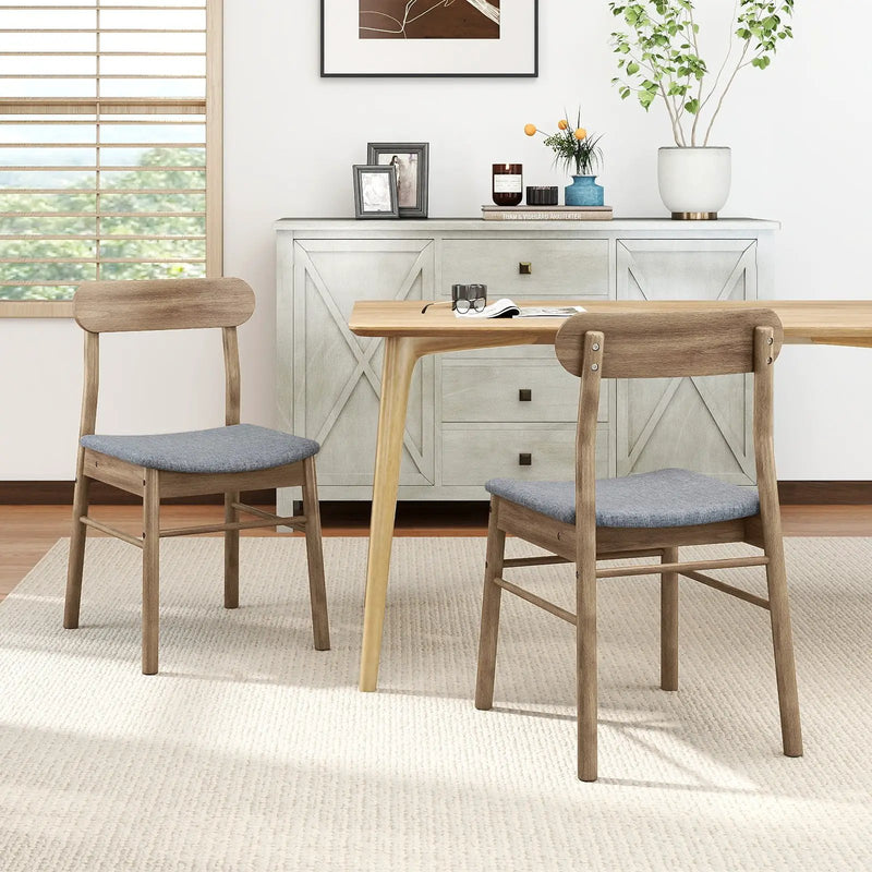 Fabric Upholstered Kitchen Armless Dining Chairs with Rubber Wood Frame Set of 2-Oak by DirectDeals