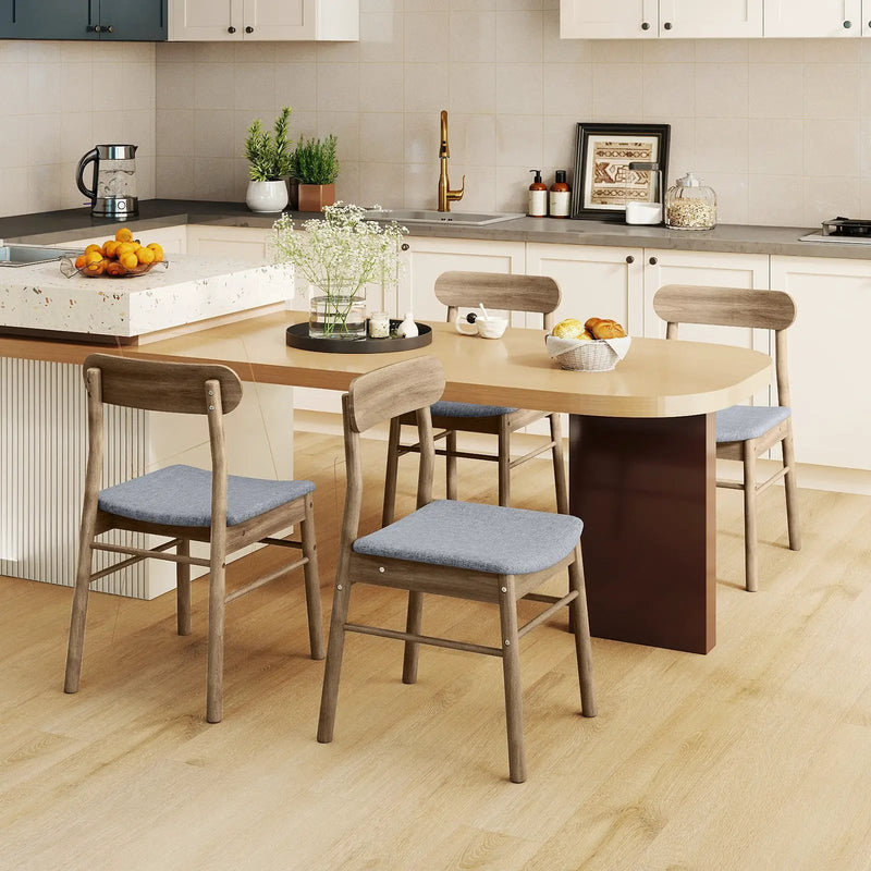 Fabric Upholstered Kitchen Armless Dining Chairs with Rubber Wood Frame Set of 2-Oak by DirectDeals