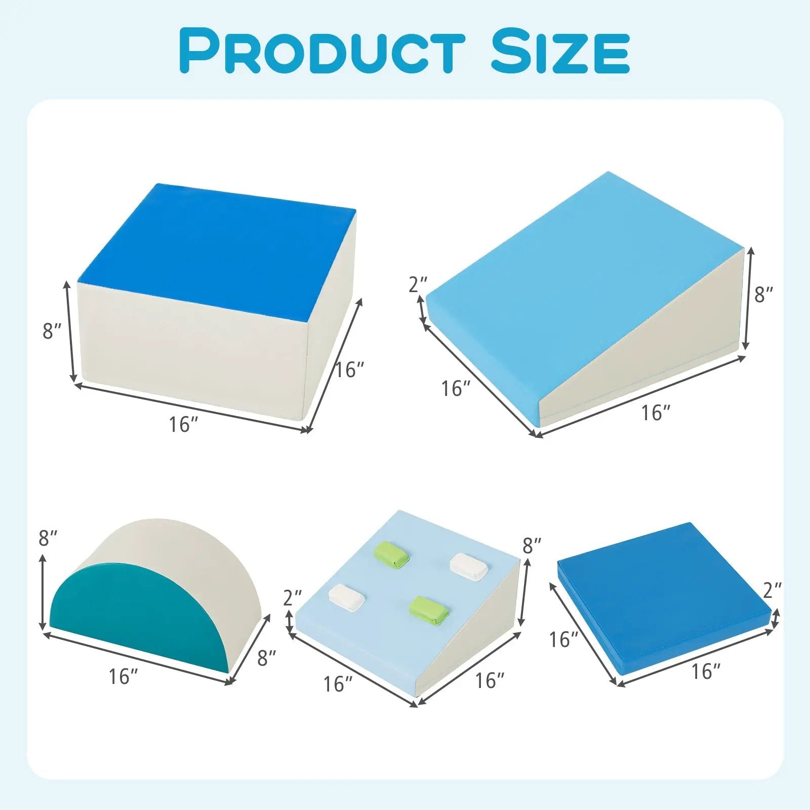 6-Piece Soft Play Set for Toddlers with Climbing Triangle and Ramp-Blue by DirectDeals