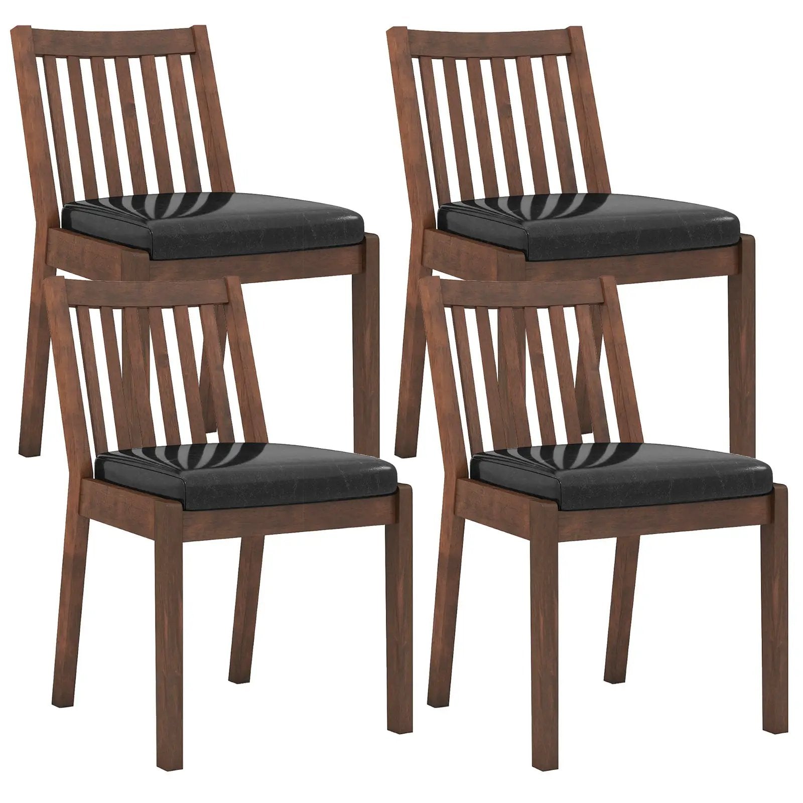PU Leather Upholstered Dining Chair with Padded Seat Set of 4-Espresso by DirectDeals