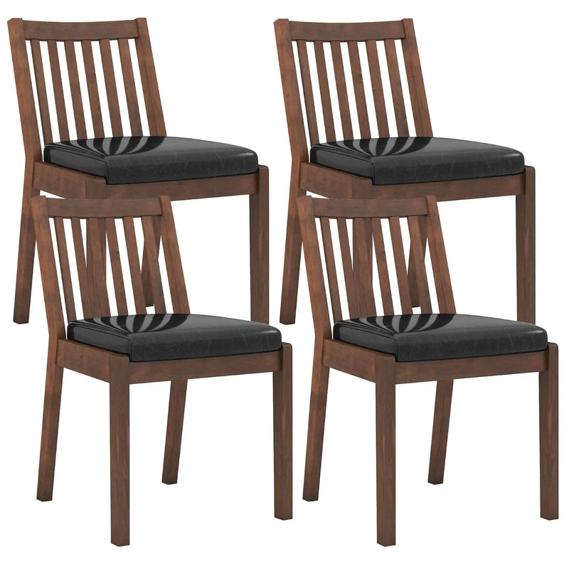 PU Leather Upholstered Dining Chair with Padded Seat Set of 4-Espresso by DirectDeals