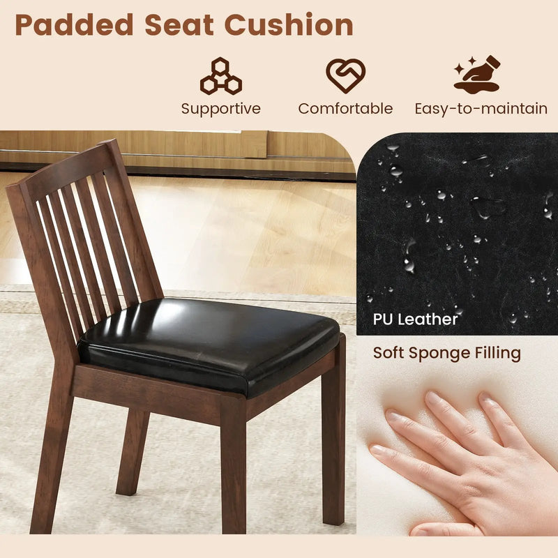 PU Leather Upholstered Dining Chair with Padded Seat Set of 4-Espresso by DirectDeals