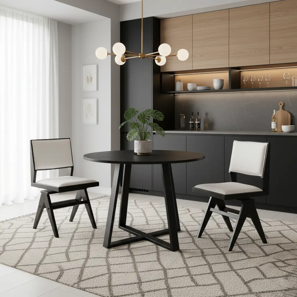 3-Piece Mid-Century Dining Set with 36‚Äù Round Pedestal Table and 2 Swivel Sherpa Upholstered Chairs by DirectDeals