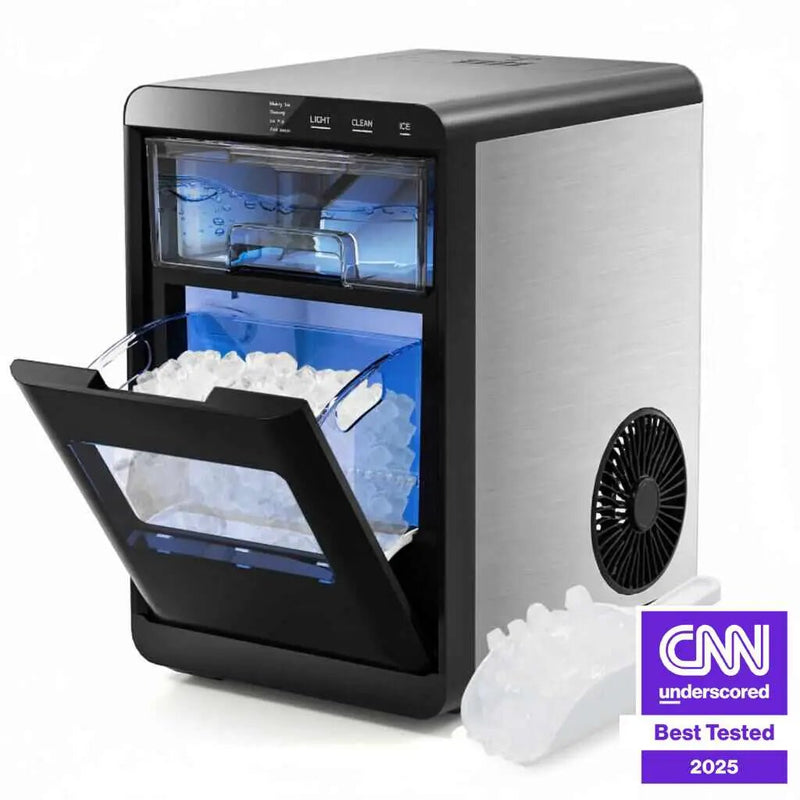 Premium Ice and Coffee Duo CNN-Acclaimed Nugget Ice Maker and 20-Bar Stainless Espresso Machine by DirectDeals