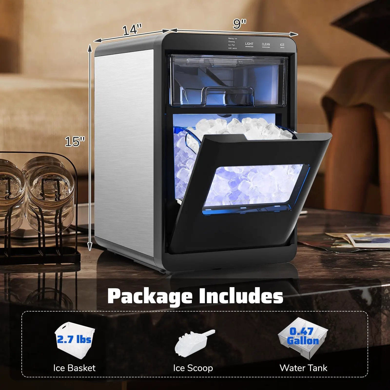Premium Ice and Coffee Duo CNN-Acclaimed Nugget Ice Maker and 20-Bar Stainless Espresso Machine by DirectDeals