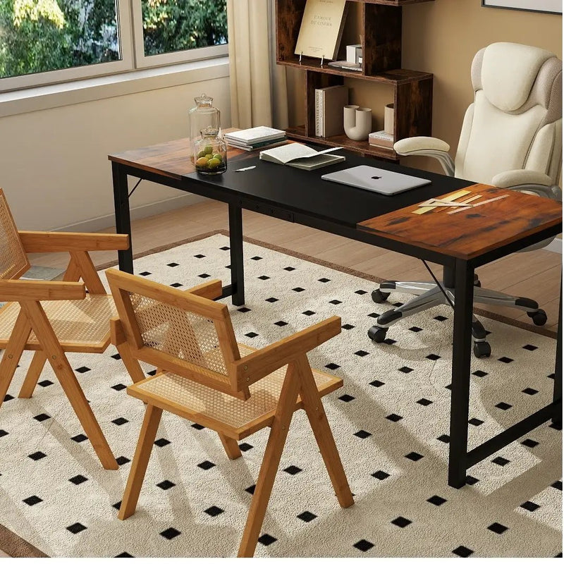 All-in-One Home Office Furniture Bundle - Ergonomic Chair Spacious Desk Multi-Drawer Cart Bookshelf & Accent Chairs by DirectDeals