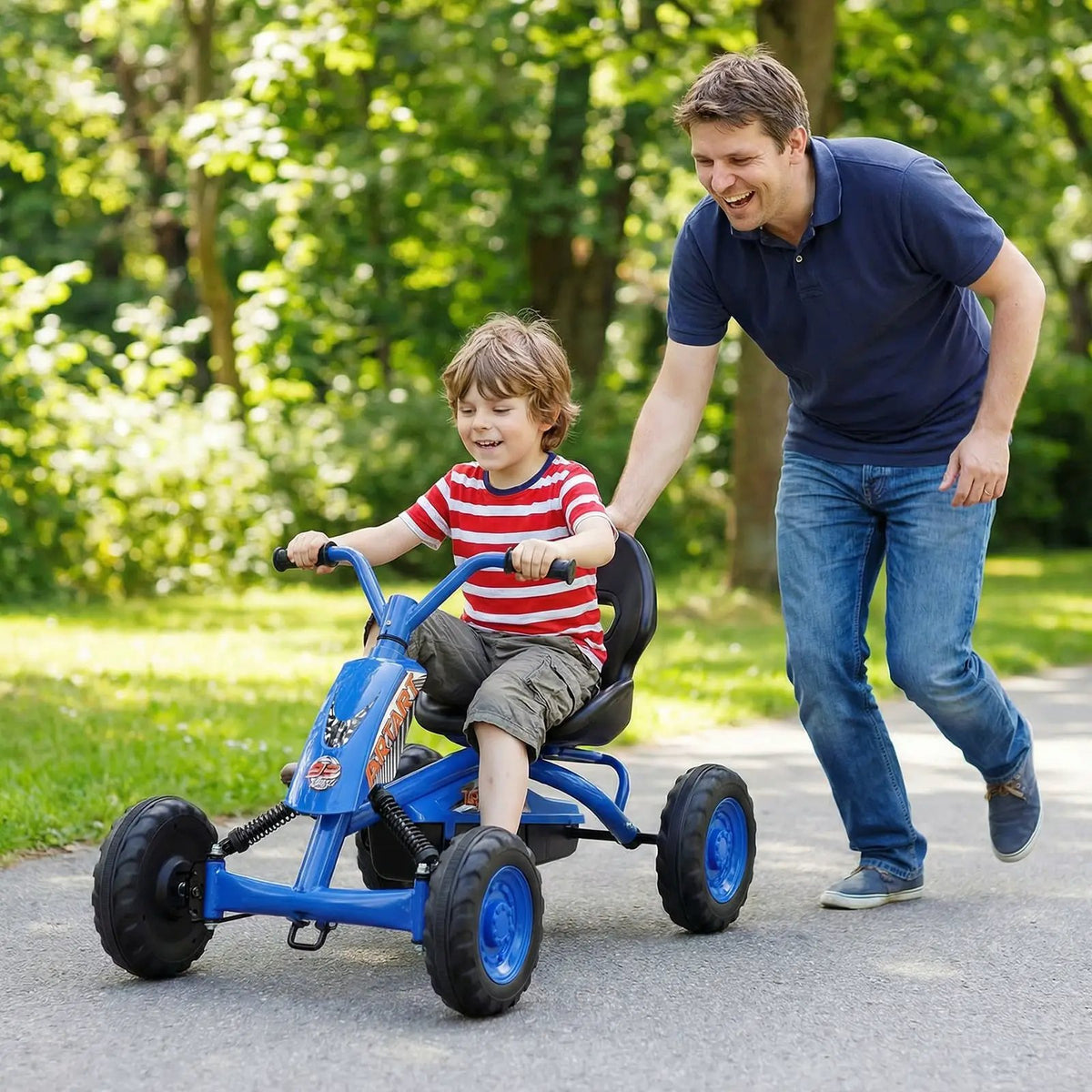 Go Kart for Kids 4 Wheel with Steering Handlebars and Adjustable Seat, photo 6 of 32