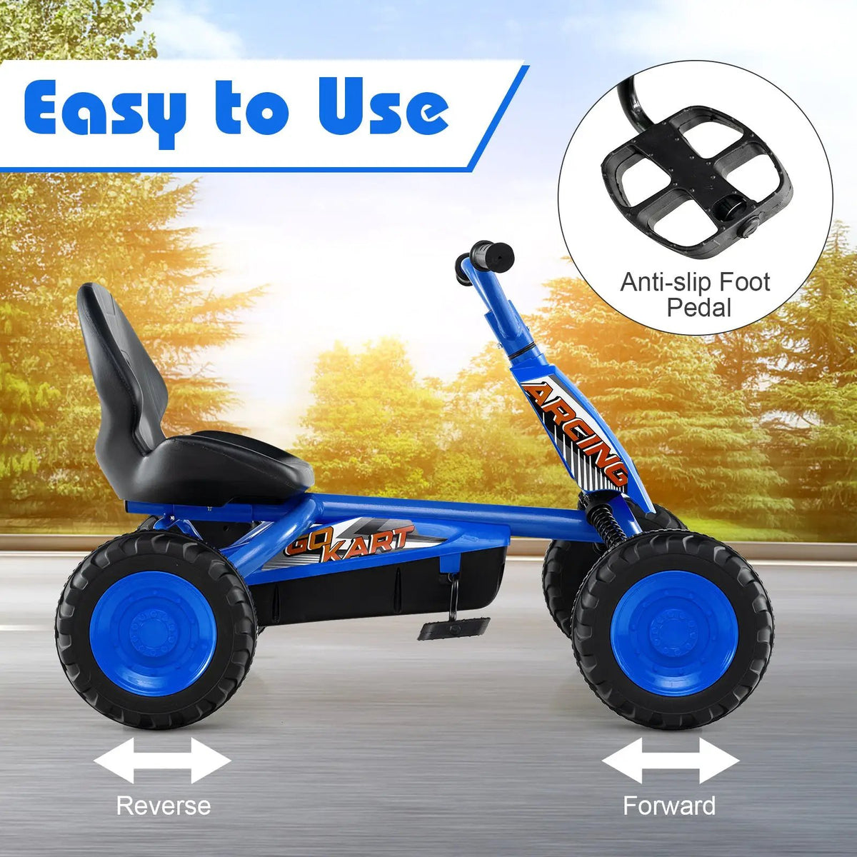 Go Kart for Kids 4 Wheel with Steering Handlebars and Adjustable Seat, photo 25 of 32