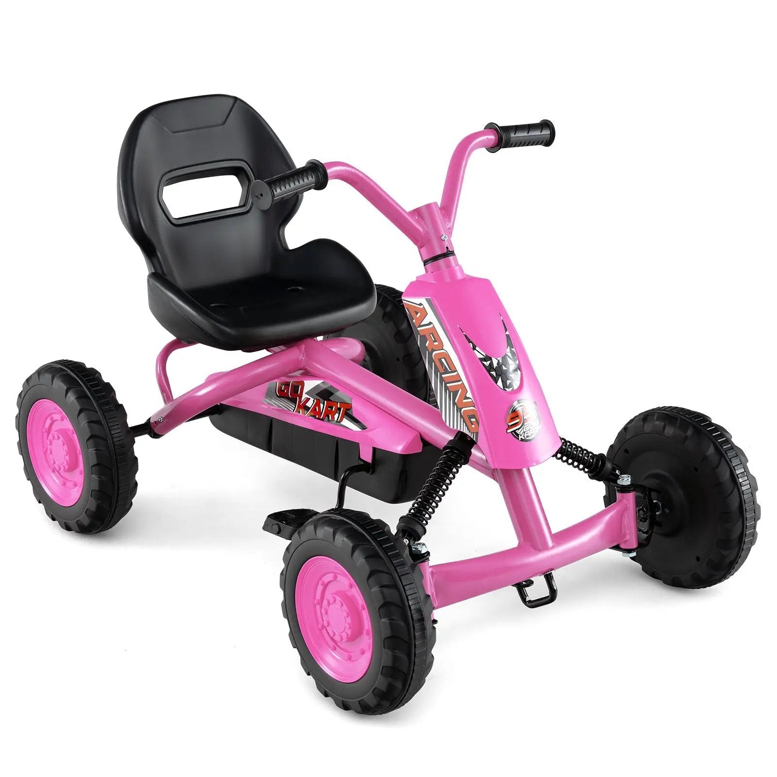 Go Kart for Kids 4 Wheel with Steering Handlebars and Adjustable Seat by DirectDeals