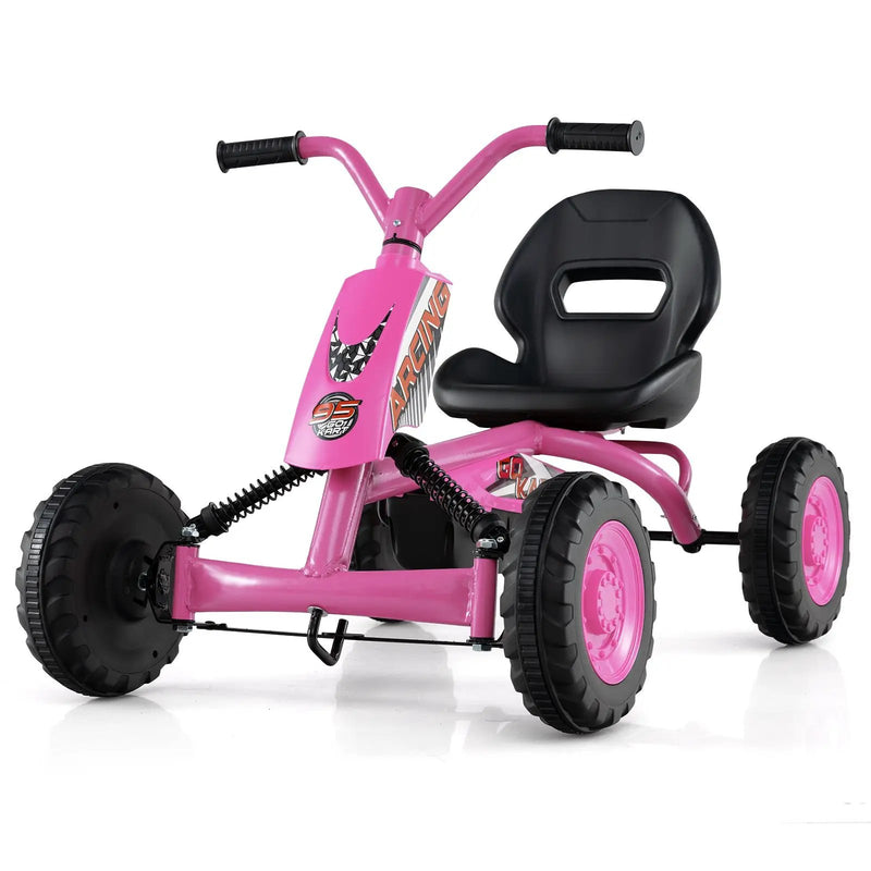 Go Kart for Kids 4 Wheel with Steering Handlebars and Adjustable Seat by DirectDeals