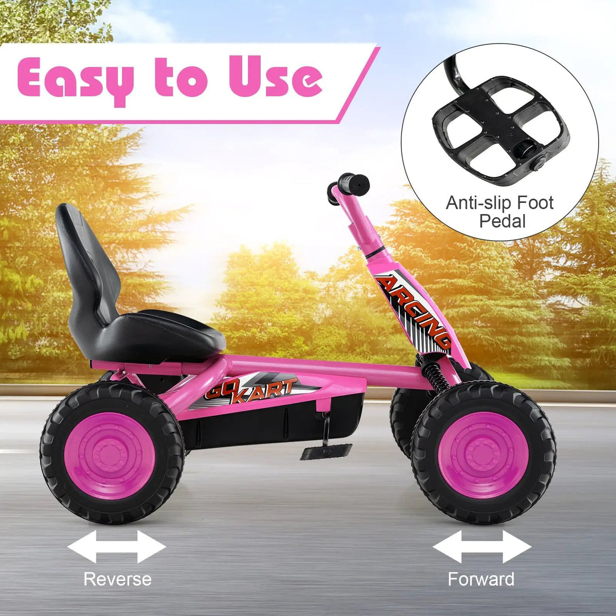 Go Kart for Kids 4 Wheel with Steering Handlebars and Adjustable Seat, photo 31 of 32