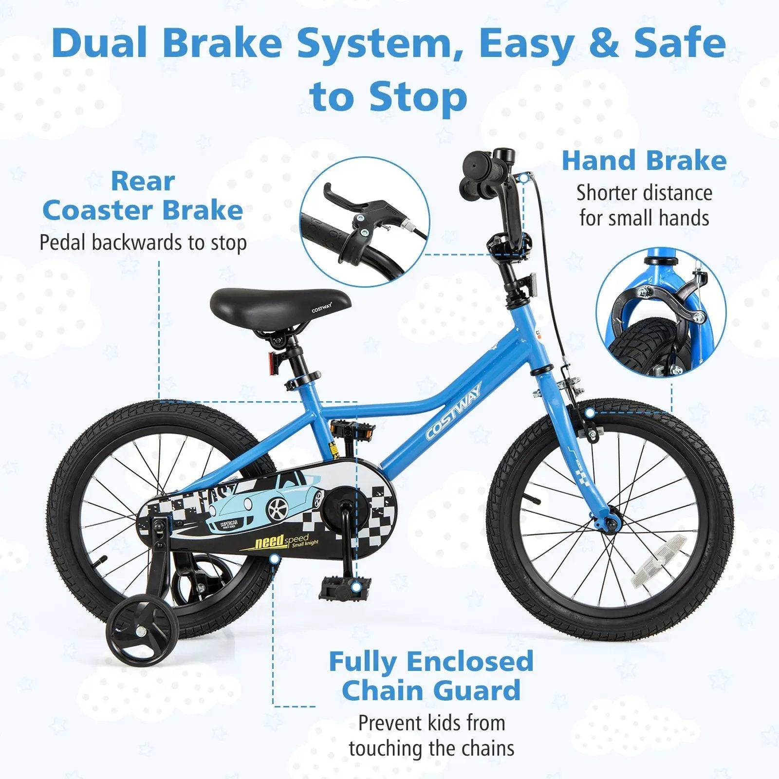 16 Inch Kids Bike Navy with Helmet Protective Set by DirectDeals