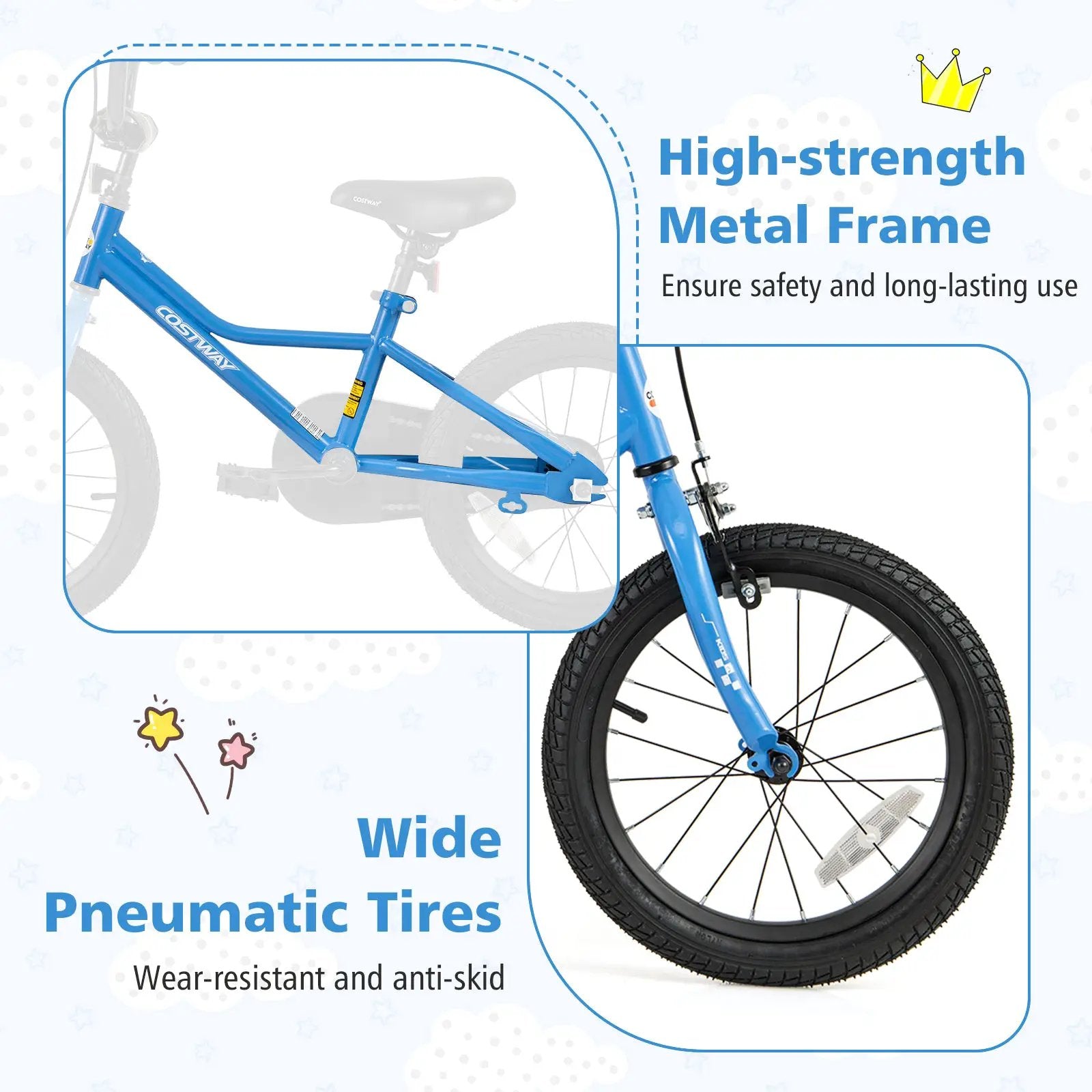 16 Inch Kids Bike Navy with Helmet Protective Set by DirectDeals