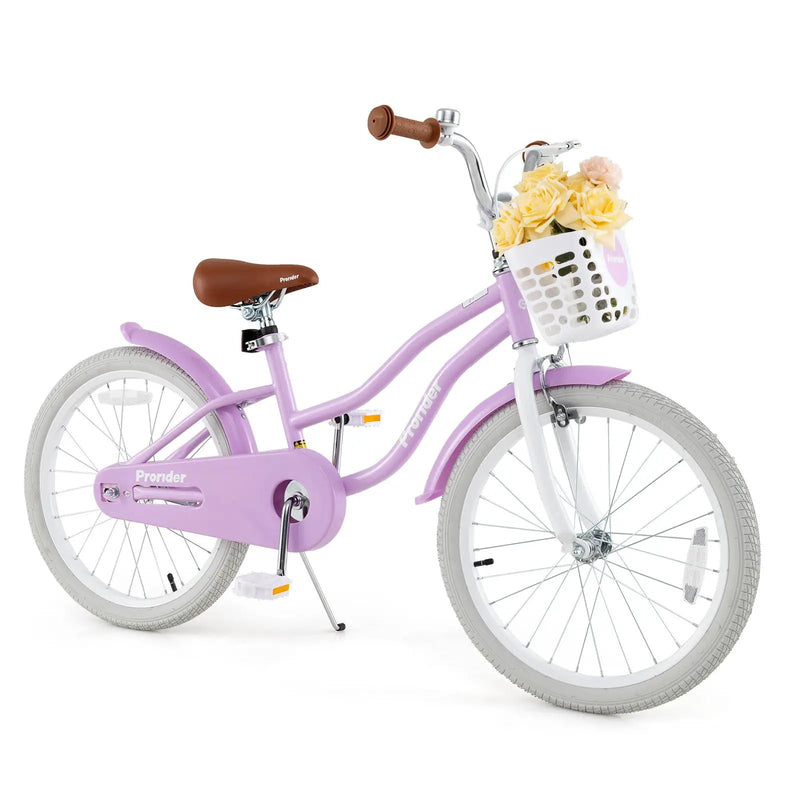 20 Inch Kids Bike with Helmet Protective Set Purple by DirectDeals