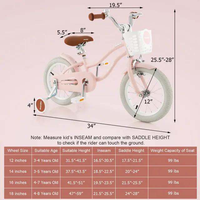 12 Inch Kids Bike with Helmet Protective Set Pink by DirectDeals